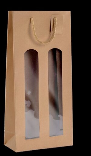 PORTABOTTIGLIE KRAFT AVANA CON FINESTRA 2 BOTTIGLIE PORTABOTTIGLIE KRAFT AVANA CON FINESTRA 2 BOTTIGLIE